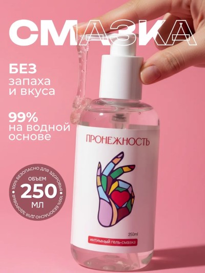 Гель-смазка интимная на водной основе с пантенолом и алоэ 250мл - Флакон натурального геля-смазки на водной основе 250 мл