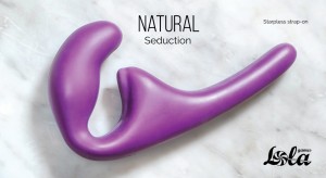 Безремневой страпон Natural Seduction, фиолетовый D-3,9см L-20,5см