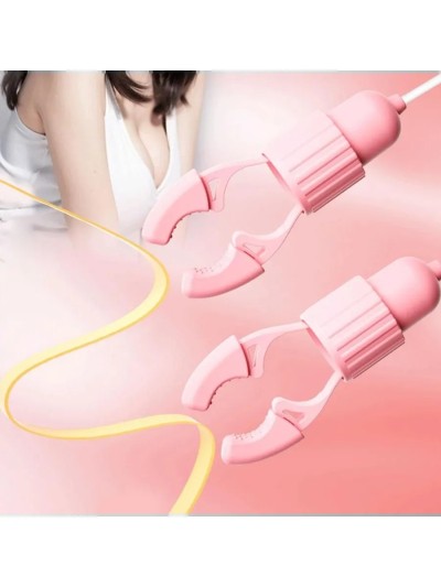 Электрический вибрирующий зажим для сосков «Электроискра» с USB-зарядкой — регулируемый БДСМ стимулятор, светло-розовый - Ближе к изображению зажима, показывающий его электронные элементы.