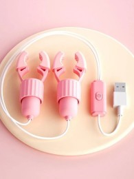 Электрический вибрирующий зажим для сосков «Электроискра» с USB-зарядкой — регулируемый БДСМ стимулятор, светло-розовый