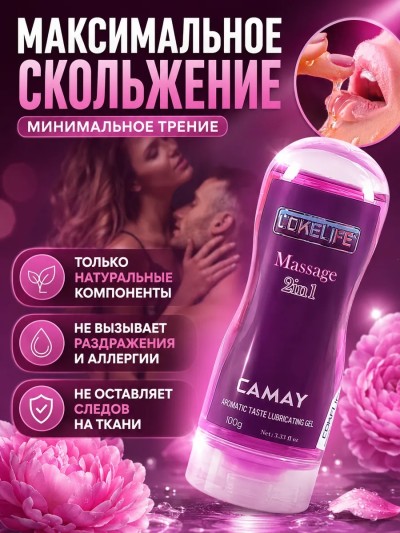Смазка интимная CokeLife Camay 100 мл – ароматизированная водная смазка для вагинального и анального секса - Капля прозрачного геля смазки Camay на коже