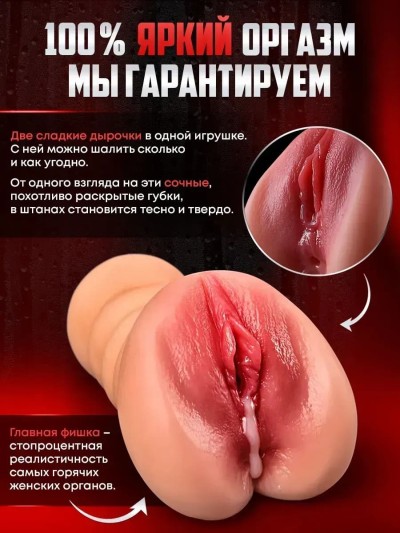Мастурбатор премиум-класса «Real Touch Anatomy» 2 в 1 — анатомически точная игрушка (телесный) - Компактный размер мастурбатора 16.5 см для путешествий.