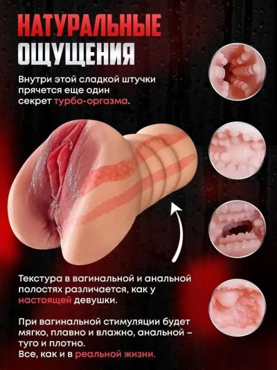 Мастурбатор премиум-класса «Real Touch Anatomy» 2 в 1 — анатомически точная игрушка (телесный) - Эргономичная форма вагинальной игрушки Real Touch Anatomy в руке.