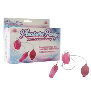 Вакуумная помпа для клитора с вибрацией Pleasure Pump Butterfly Clitoral, розовая (Howells 54002-pinkHW) – мультискоростная стимуляция
