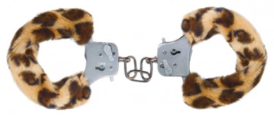 Леопардовые наручники - Наручники с искусственным мехом под гепарда для любовных игр.