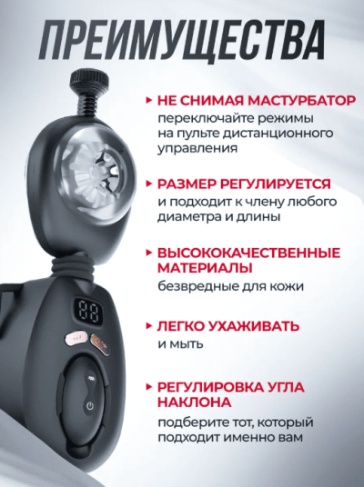 Автоматический мастурбатор для мужчин «Профи» с пультом ДУ, 18 режимов - Комплектация: мастурбатор, пульт ДУ, USB-кабель, лубриканты
