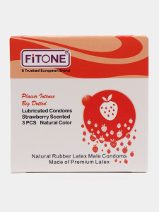 Презервативы Fitone, большие пупырышки, с клубникой, 3 шт