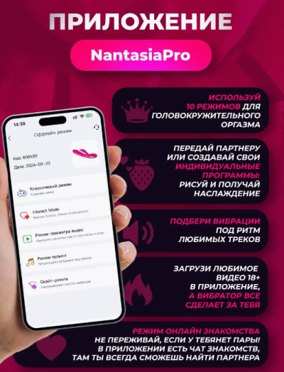 Многофункциональный женский вибратор "Кролик" с приложением - Женщина управляет вибратором через смартфон, для новых ощущений и удовольствия