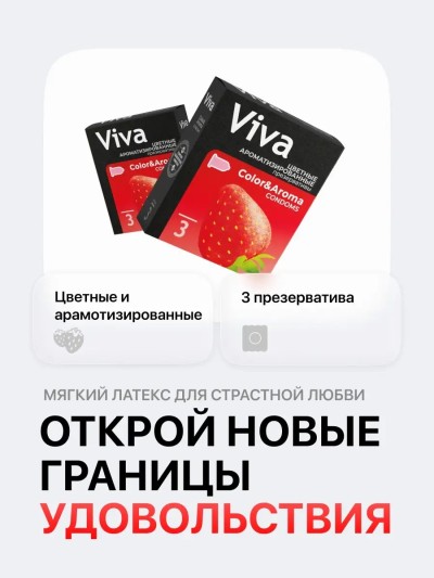 Презервативы Viva цветные ароматизированные 3 шт - Яркие цветные презервативы Viva с ароматами