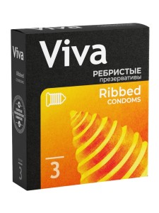 Презервативы Viva Ребристые, 3 шт. с силиконовой смазкой