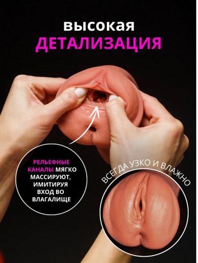 Мастурбатор реалистичный 3 в 1 Fransys - Внутренний рельеф мастурбатора Fransys — реалистичная структура для максимального удовольствия