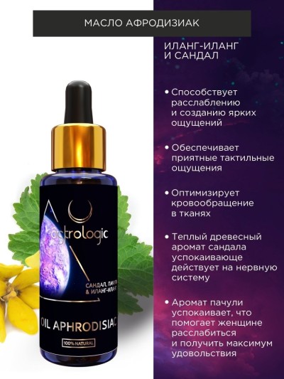 Масло-афродизиак сандал, пачули и иланг-иланг, 50 мл - Масло-афродизиак для эротического массажа сандал, пачули и иланг-иланг
