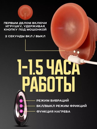 Фаллос с язычком и вибрацией на пульте управления - Фаллос член с язычком и вибрацией дилдо