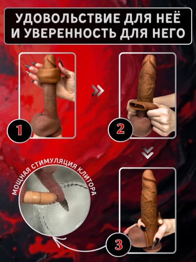 Мужская насадка на пенис с функцией вибрации - Игрушка для мужчин из кибер-кожи с мягкой текстурой